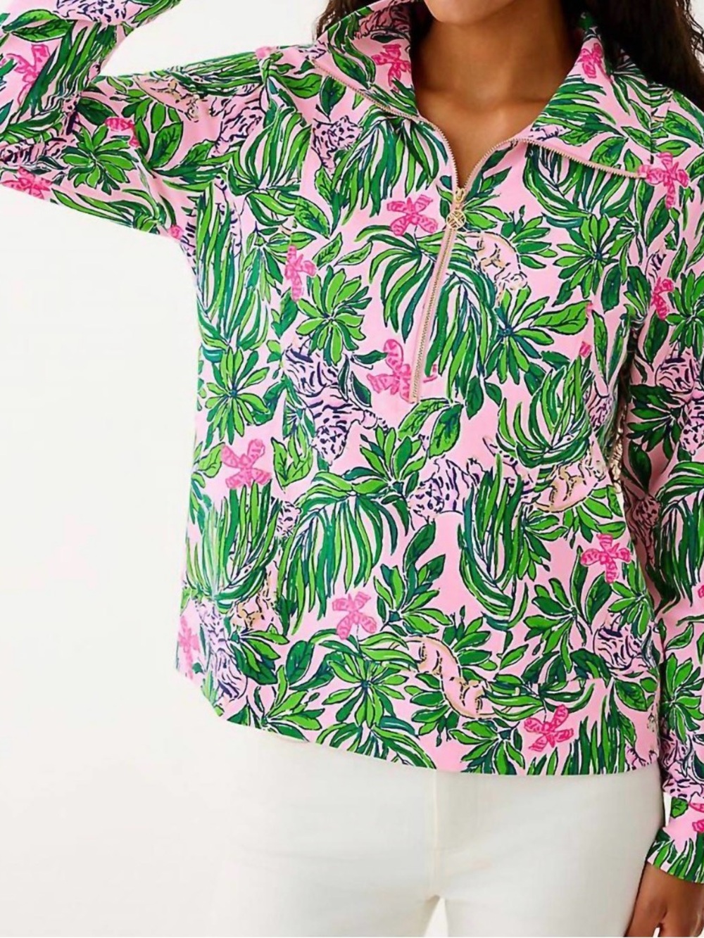 NWT Lilly Pulitzer Eleni UPF 50+ Half-Zip Pullover - Conch Shell Pink - Picture 8 of 9